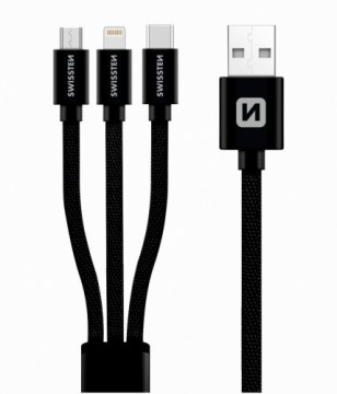 Swissten Textile Universal 3in1 USB-C / Lightning Data MFI / MircoUSB Cable / 1.2m