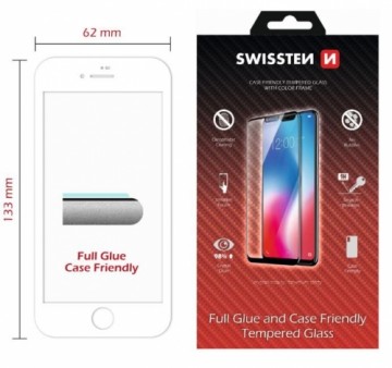 Swissten Full Face Tempered Glass Aizsargstikls Pilnam Ekrānam Apple iPhone 7 / 8 Balts