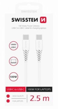 Swissten Power Delivery Data Cable Кабель передачи данных USB-C на USB-C 5A (100W) 2.5m