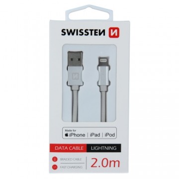 Swissten MFI Textile Fast Charge 3A Lightning Datu un Uzlādes Kabelis 2m