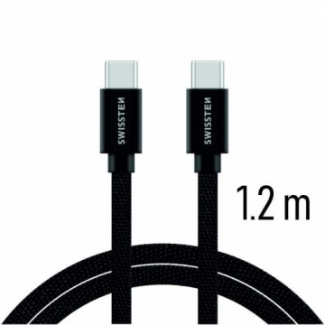 Swissten Textile Universāls Quick Charge 3.1 USB-C uz USB-C Datu un Uzlādes Kabelis 1.2m