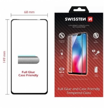 Swissten Full Face Tempered Glass Aizsargstikls Pilnam Ekrānam Huawei Nova 5T Melns