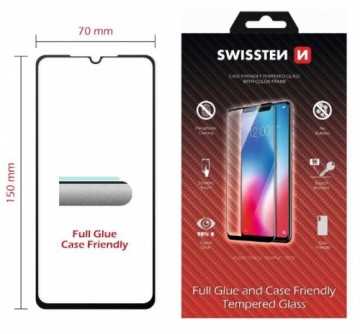 Swissten Full Face Tempered Glass Aizsargstikls Pilnam Ekrānam Samsung Galaxy A10 Melns