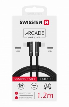 Swissten Плетеный L Типа Универсальный Quick Charge 3.1 USB-C на USB-C Кабель данных 1.2 m