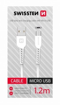 Swissten Data Kabelis USB / Micro USB 1.2m