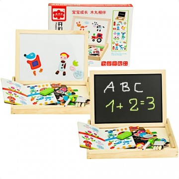 RoGer Double-sided Magnetic Wooden Board with Puzzle