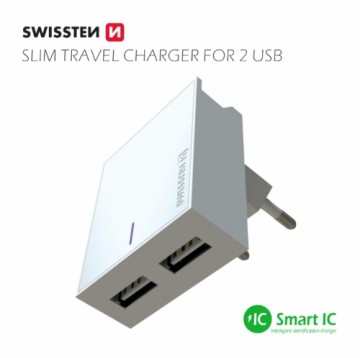 Swissten Premium Tīkla Lādētājs 2x USB 3А 15W