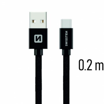 Swissten Textile Universāls Quick Charge 3.1 USB-C Datu un Uzlādes Kabelis 20 cm