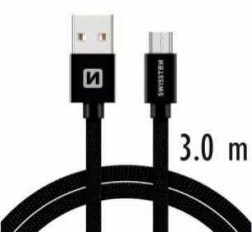 Swissten Textile Quick Charge Universāls Micro USB Datu un Uzlādes Kabelis 3m