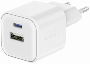 Swissten Travel Charger GaN USB-C 20W PD / USB-A 18W QC