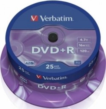 Verbatim Blank DVD+R AZO 4.7GB 16x 25 Pack, Spindle