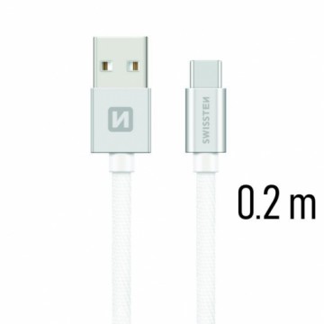 Swissten Textile Universāls Quick Charge 3.1 USB-C Datu un Uzlādes Kabelis 20 cm