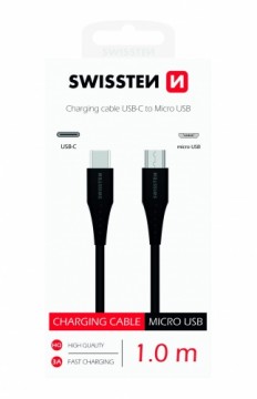 Swissten Basic Universāls Quick Charge 3.1 USB-C uz Micro USB Uzlādes Kabelis 1m