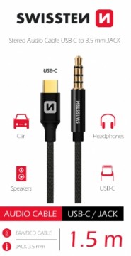 Swissten Textile Audio Adapter USB-C / 3.5 mm / 1.5m