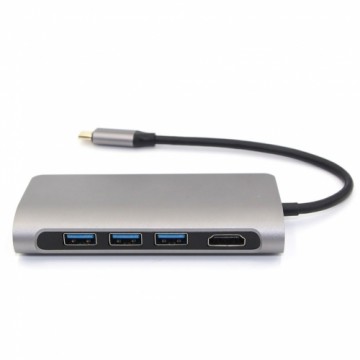 RoGer USB-C HUB 8in1 ar USB-C PD / USB 3.0 x2 / RJ45 / HDMI / SD / TF karšu lasītājs