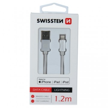 Swissten MFI Textile Fast Charge 3A Lightning Datu un Uzlādes Kabelis 1.2m