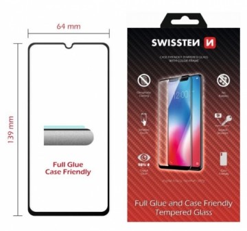 Swissten Full Face 5D Tempered Glass Aizsargstikls Pilnam Ekrānam Samsung Galaxy A40 Melns