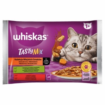 Kaķu barība Whiskas Tasty Mix Cālis Teļa gaļa Jēra gaļa Putni Apdegums 4 x 85 g