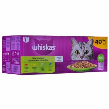 Kaķu barība Whiskas Mix Favourites in jelly Cālis Laša krāsas Tunzivis Teļa gaļa