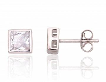 Silver stud earrings #2203738(PRh-Gr)_CZ, Silver 925°, Rhodium (Plating), Zirkons, 1.6 gr.