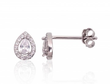 Silver stud earrings #2203688(PRh-Gr)_CZ, Silver 925°, Rhodium (Plating), Zirkons, 0.8 gr.