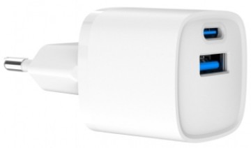 Lādētājs Gembird USB Type-C + USB Type-A White