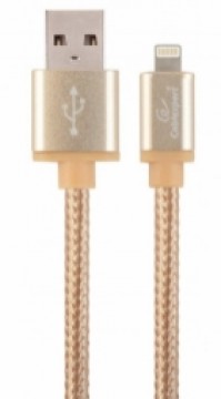 Gembird cotton braided USB Lightning 1.8m Gold