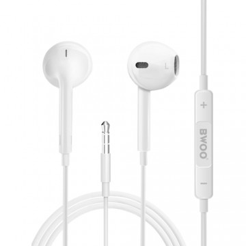 BWOO wired earphones 3.5mm stereo white