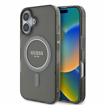 Guess GUHMP16SHFGEREK iPhone 16 6.1" czarny|black hardcase IML Glitter Circle MagSafe