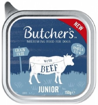 Canned food for puppies : Butchers DOG Original Junior with beef pate 150g