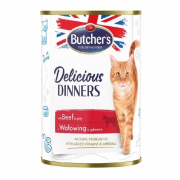 Canned cat food - Butchers CAT Delicious Dinners with beef chunks in Jelly 400g