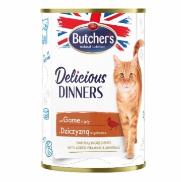 Canned cat food - Butchers CAT Delicious Dinners with game chunks in Jelly 400g