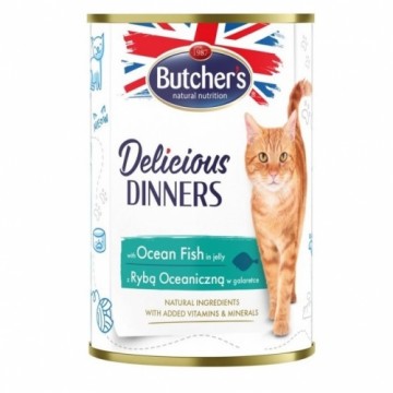 Canned cat food - Butchers CAT Delicious Dinners with sea fish chunks in Jelly 400g