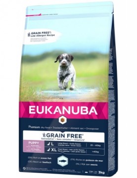 Sausa barība kucēniem - Eukanuba JUNIOR LARGE GRAIN FREE Seefish, 3 kg