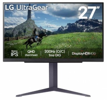 LCD Monitor|LG|27"|Panel IPS|2560x1440|16:9|180Hz|1 ms|Pivot|Height adjustable|Tilt|Colour Black|27GS85Q-B