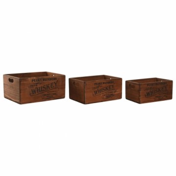 Storage boxes Home ESPRIT Whiskey Brown Fir wood 40 x 29 x 19 cm 3 Pieces