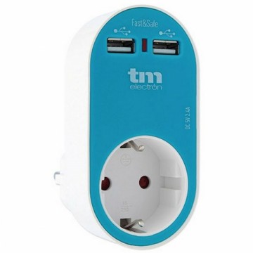 WSienas ligzda ar 2 USB Portas TM Electron Zils