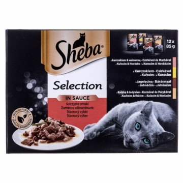 Cat food Sheba Selection in Sauce Chicken Turkey Veal Lamb 85 g