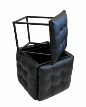 5-in-1 pouffe-transformer - 5 stools in 1 pouffe black eco leather