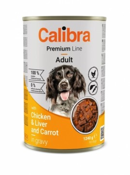 CALIBRA Premium Line Adult Chicken with liver and carrot - wet dog food - 1240g