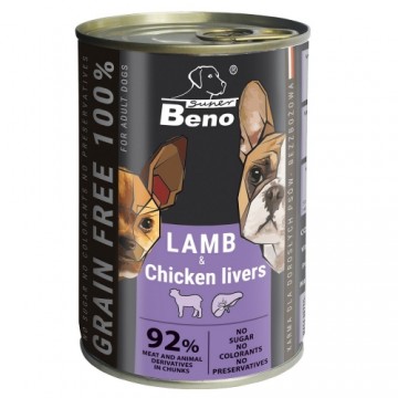 SUPER BENO Lamb with chicken livers - wet dog food - 415g