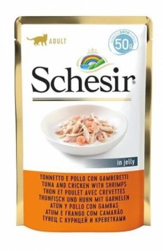 SCHESIR in jelly Tuna and chicken with shrimps - wet cat food - 50 g