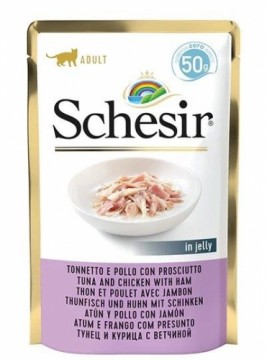 SCHESIR in jelly Tuna and chicken with ham - wet cat food - 50 g