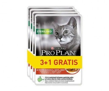 PURINA Pro Plan Sterilised Beef  - wet cat food - 85g 3+1