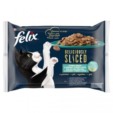 FELIX Deliciously Sliced Fish - wet cat food - 4x 80 g