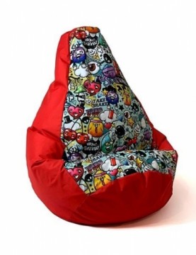 Sako bag pouffe Pear print red-graffiti XL 130 x 90 cm