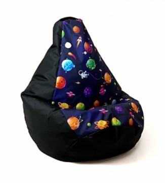 Sako bag pouffe pear print black-planets XL 130 x 90 cm