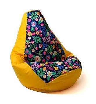 Sako bag pouffe Pear print yellow-flower XXL 140 x 100 cm