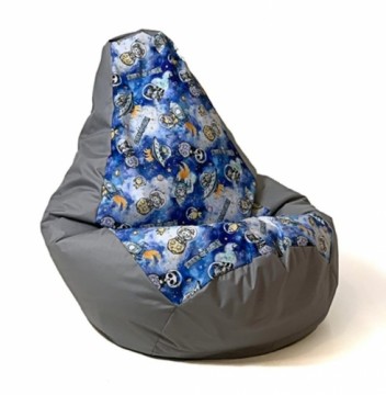 Go Gift Sako sack pouffe pear print grey spaceships XXL 140 x 100 cm