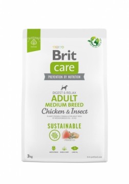 BRIT Care Dog Sustainable Adult Medium Breed Chicken & Insect - dry dog food - 3 kg